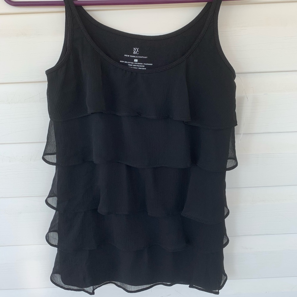 NY&Co Black Ruffle Shell
